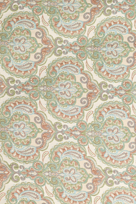 SALVIAGRÖN PAISLEY PÅ CREME BOMBAJ JACQUARD MÖBELTYG – PAISLEY-MÖNSTER