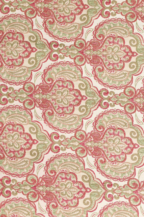 RÖD-GRÖN PAISLEY PÅ CREME BOMBAJ JACQUARD MÖBELTYG – PAISLEY-MÖNSTER