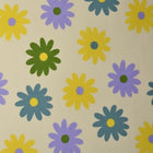 RÅHVID BOMULLSPOPLIN MED RETRO MARGERITTER