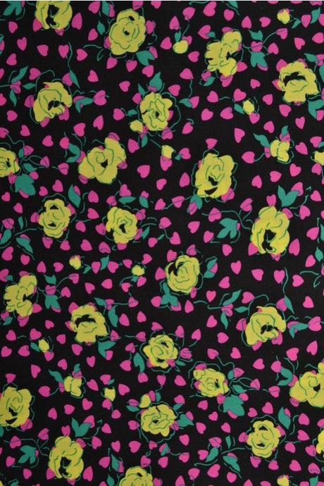 SORT BOMULDSPOPLIN MED BLOMSTERPRINT – GUL & PINK
