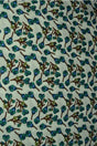 HVID BOMULDSPOPLIN MED BOTANISK BLOMSTERPRINT – TEAL & BRUN