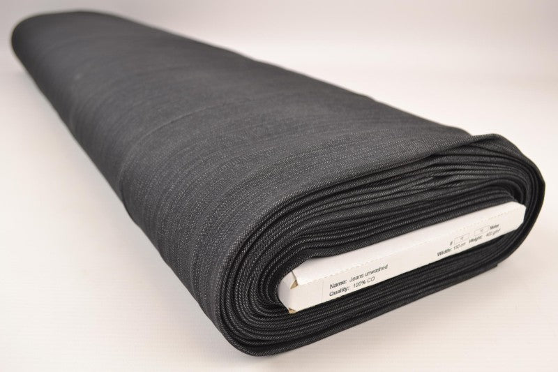 MÖRKGRÅ OTVÄTTAT DENIM MED STRETCH – 300 G/M²