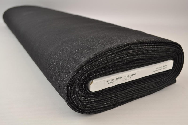 MÖRK ANTRACIT OTVÄTTAT DENIM MED STRETCH – 300 G/M²