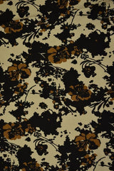 BEIGE OG SORT BOMULD MED BLOMSTERPRINT OG STRÆK