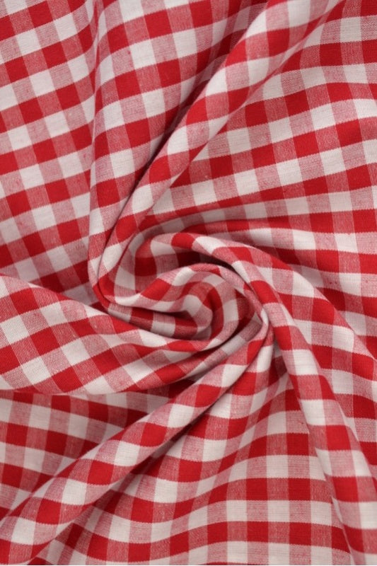 RÖD 6,5 MM GINGHAM RUTOR – OEKO-TEX BOMULL, LÄTT & ANDNINGSBART