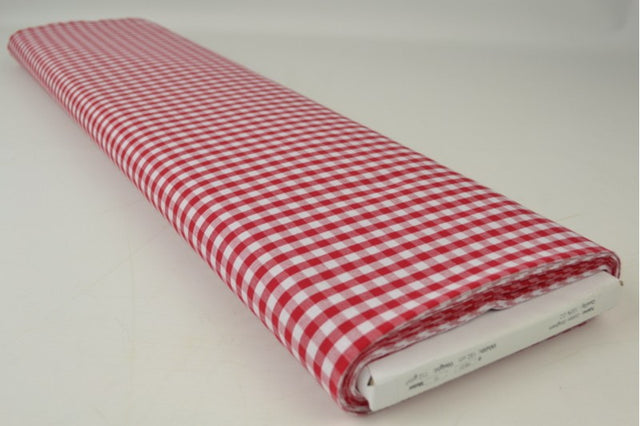 RÖD 6,5 MM GINGHAM RUTOR – OEKO-TEX BOMULL, LÄTT & ANDNINGSBART