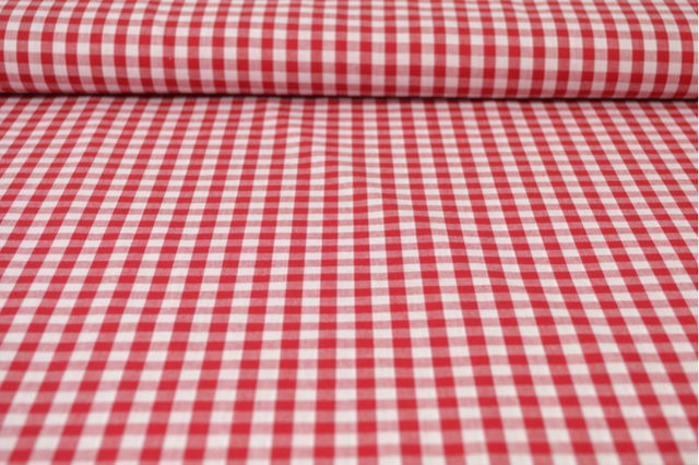 RÖD 6,5 MM GINGHAM RUTOR – OEKO-TEX BOMULL, LÄTT & ANDNINGSBART