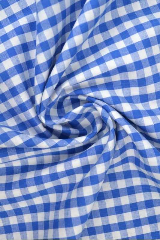BLÅ 6,5 MM GINGHAM RUTOR – OEKO-TEX BOMULL, LÄTT & ANDNINGSBART