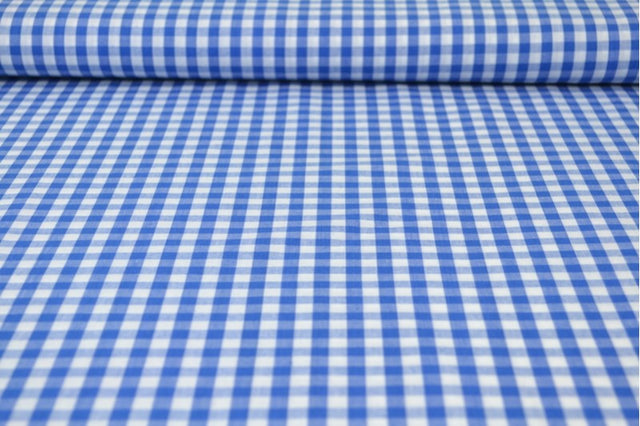 BLÅ 6,5 MM GINGHAM RUTOR – OEKO-TEX BOMULL, LÄTT & ANDNINGSBART