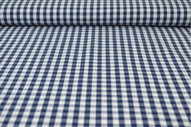 NAVY 6,5 MM GINGHAM RUTOR – OEKO-TEX BOMULL, LÄTT & ANDNINGSBART