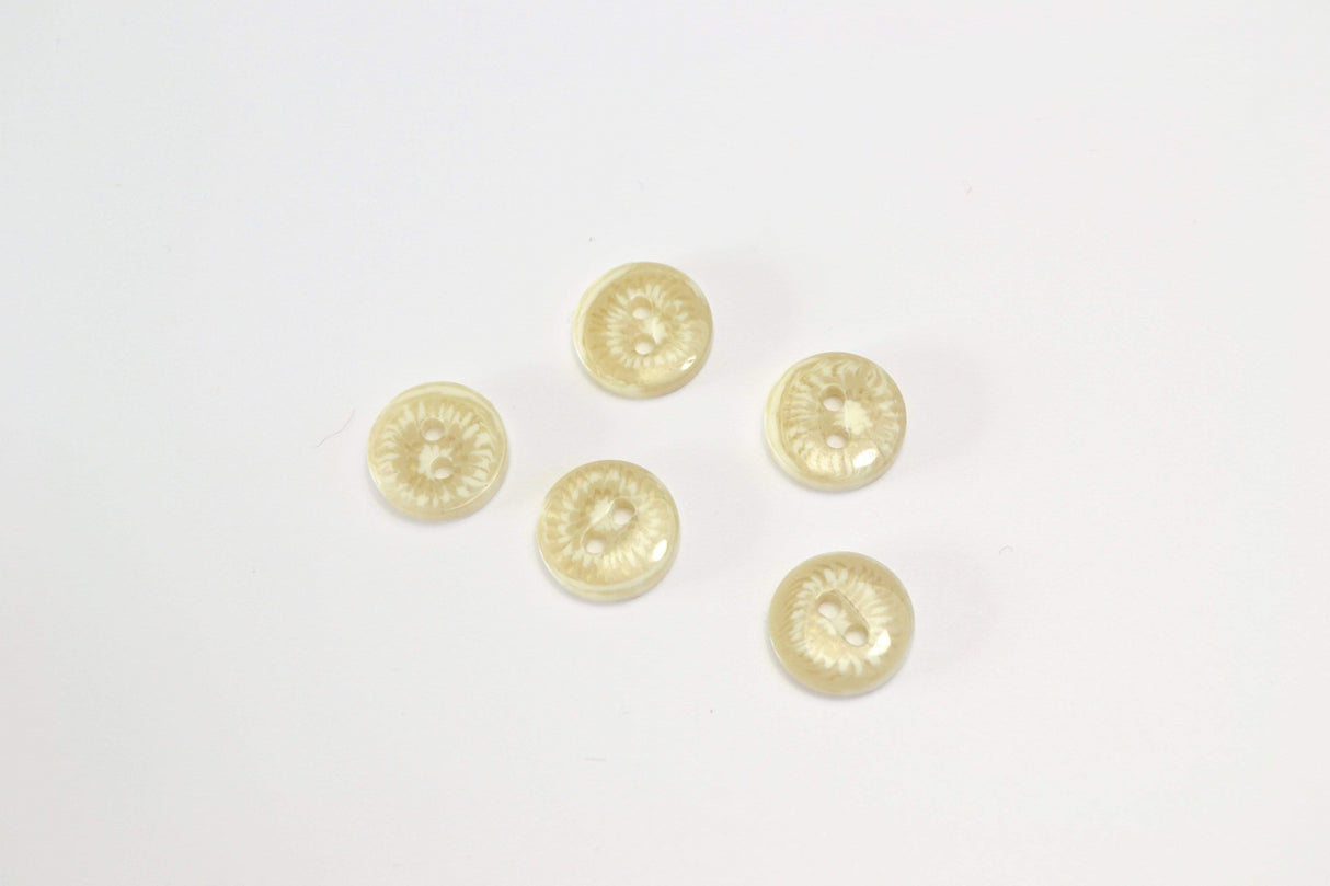 BEIGE KNAPPER MED MØNSTER 5 STK.