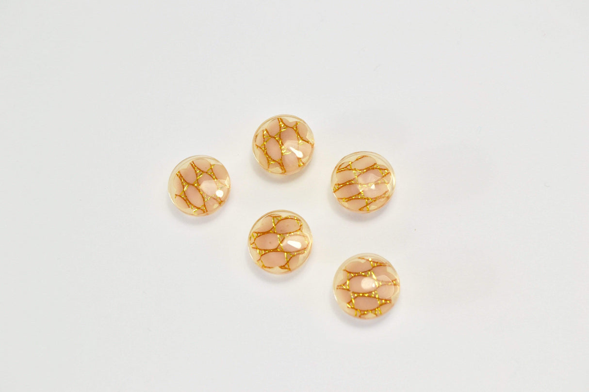 LYSERØDE BLOMSTER KNAPPER 5 STK.