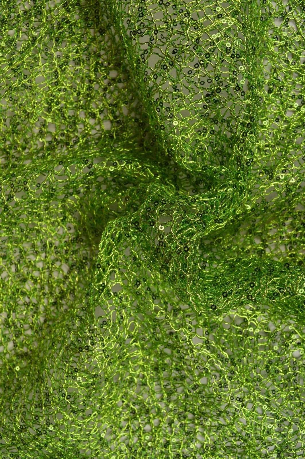 LIMEGRÖN NÄTPALJETT TYG – SMÅ 2–3 MM PALJETTER, UTAN STRETCH