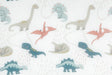 Børnevoile med dinosaur-motiv — råhvid