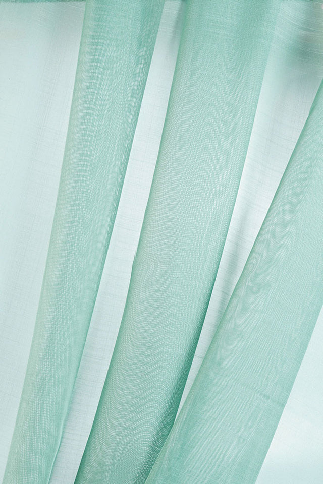 Silkeblød semi-transparent gardinvoile — aquagrøn, stofprøve