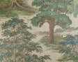 Semi-transparent voile med skovmotiv — skovgrøn, stofprøve