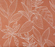 Isolerende jacquard med bladmotiv og fleecebagside — brændt orange, stofprøve