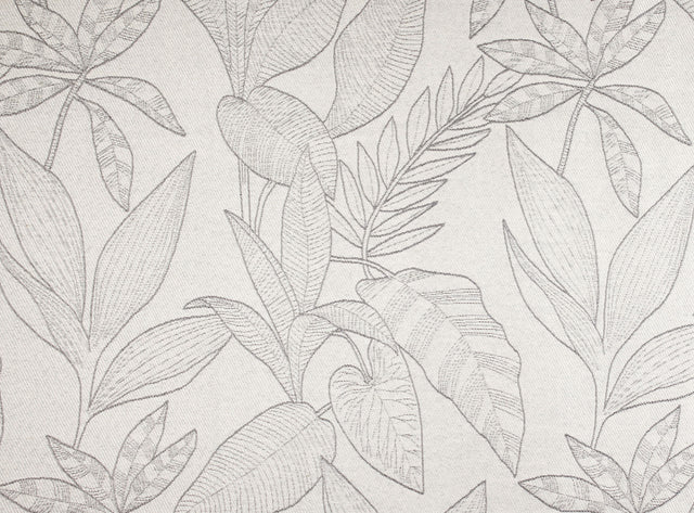 Isolerende jacquard med bladmotiv og fleecebagside — ecru, stofprøve