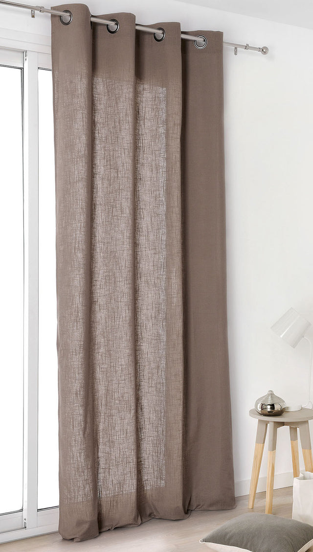 Tungt hørlook gardinstof — taupe, syet som færdigt gardin