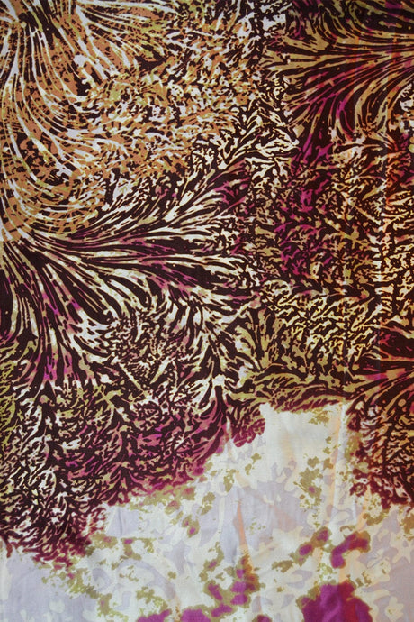 Garn & Metervarer Silke RØD OG BRONZEFARVET SILKE M. SORT MØNSTER