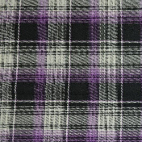 Garn & Metervarer Tartan SORT OG LAVENDEL SKOTSKTERNET TARTAN FLANNEL