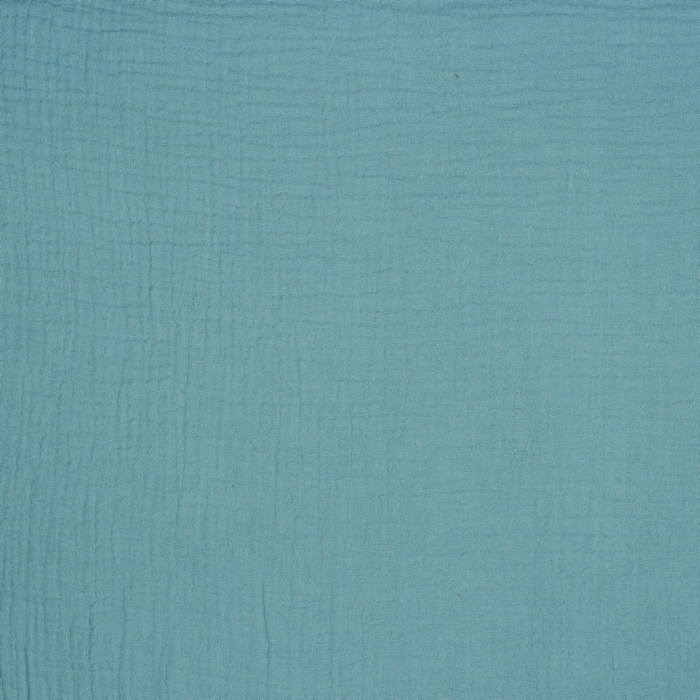 BLÅGRØN DOUBLE GAUZE ØKOLOGISK MUSSELIN – BLØD OG ÅNDBAR