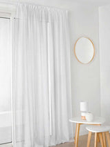 BRANDHÆMMENDE SEMI-TRANSPARENT VOILE TIL GARDINER (420 CM) - HVID