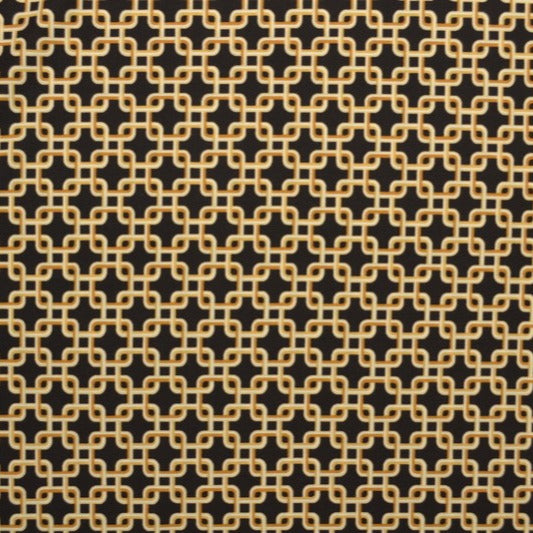 MÖRKBRUN LYCRA – KEDJEMÖNSTER, 4-VÄGS STRETCH & SNABBTORKANDE