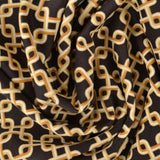 MØRKEBRUN LYCRA – KÆDEPRINT, 4-VEJS STRÆK & HURTIGTØRRENDE