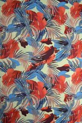 LYS LYCRA – BOTANISK PRINT (RØD & BLÅ), 4-VEJS STRÆK & HURTIGTØRRENDE