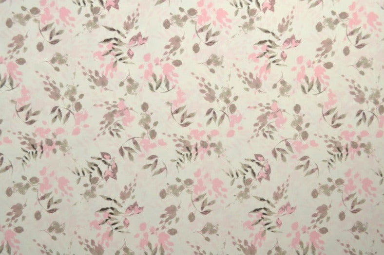 HVID LYCRA – PINK BLOMSTER, 4-VEJS STRÆK & HURTIGTØRRENDE