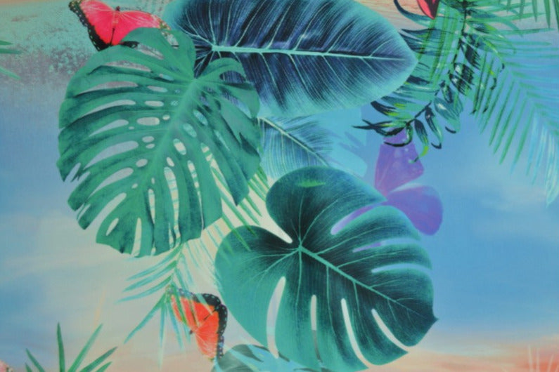 BLÅ LYCRA – BLADE & SOMMERFUGLE, 4-VEJS STRÆK & HURTIGTØRRENDE