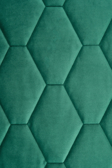 MÖRK SMARAGDGRÖN MAGIC VELVET 3D – QUILTAD VELOUR MED SEXKANTSMÖNSTER