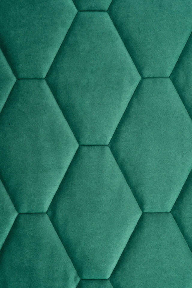 MØRK SMARAGDGRØN MAGIC VELVET 3D – QUILTET VELOUR MED SEKSKANTMØNSTER