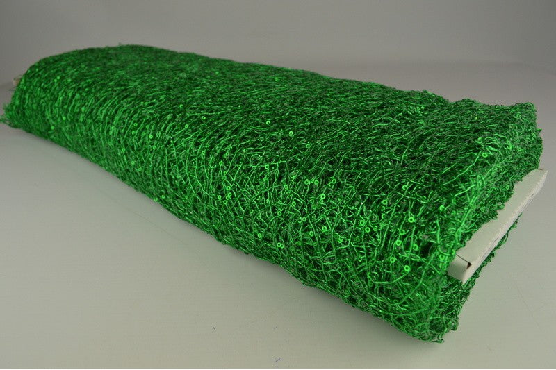 GRÖN NÄTPALJETT TYG – SMÅ 2–3 MM PALJETTER, UTAN STRETCH