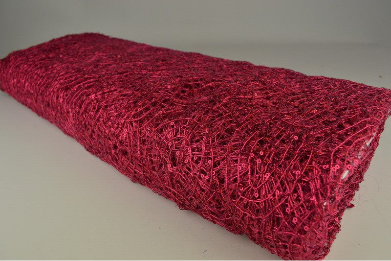 PINK NÄTPALJETT TYG – SMÅ 2–3 MM PALJETTER, UTAN STRETCH