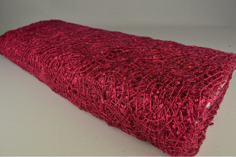 ROSA NÄTPALJETTTYG – SMÅ 2–3 MM PALJETTER, UTAN STRETCH