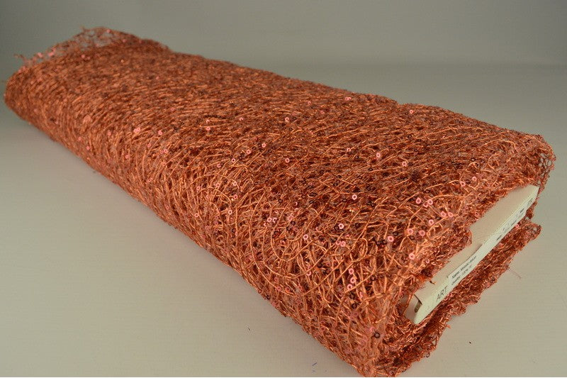 LAXFÄRGAD NÄTPALJETT TYG – SMÅ 2–3 MM PALJETTER, UTAN STRETCH