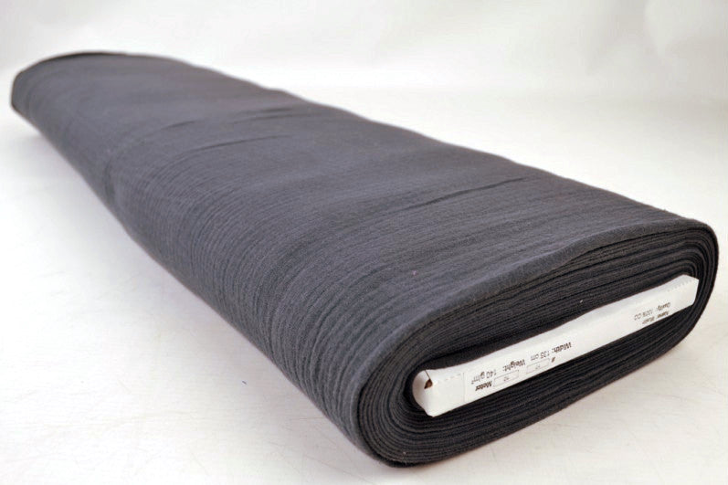 MØRKEGRÅ DOUBLE GAUZE MUSSELIN – BLØD & ÅNDBAR