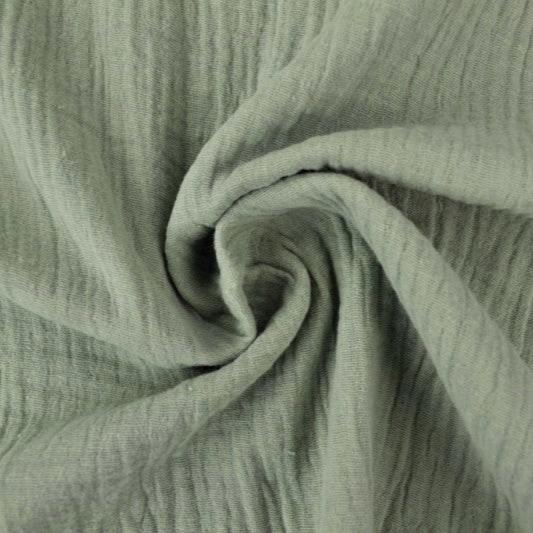 VINTAGE GRØN DOUBLE GAUZE MUSSELIN – BLØD & ÅNDBAR