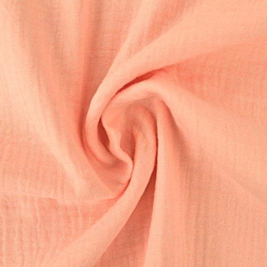 LAKSEFARVET DOUBLE GAUZE MUSSELIN – BLØD & ÅNDBAR