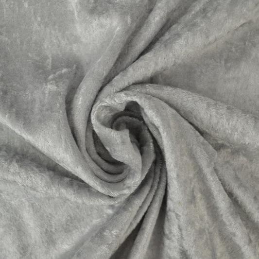 SØLVGRÅ NERVØS VELOUR – STRIKKET, STRÆKBAR & GLANSFULDT FALD