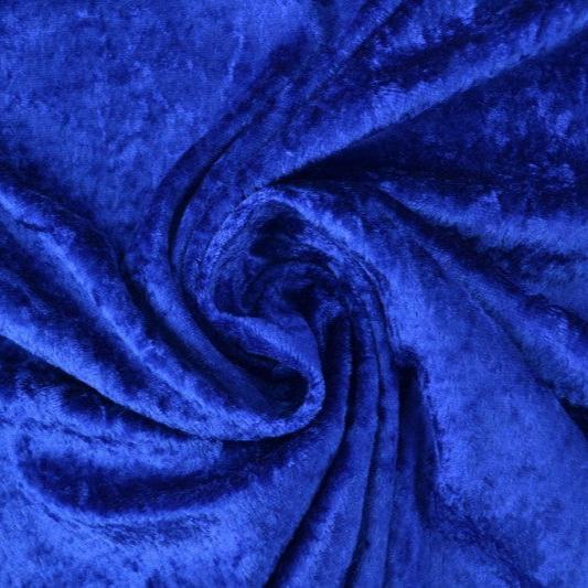 KONGEBLÅ NERVØS VELOUR – STRIKKET, STRÆKBAR & GLANSFULDT FALD