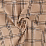 BEIGE SKOTSKTERNET FLANNEL M. SORTE OG BLÅ LINJER