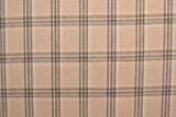 BEIGE SKOTSKTERNET FLANNEL M. SORTE OG BLÅ LINJER