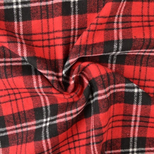 RÖD, SVART OCH VIT SKOTSKRUTIG FLANELL