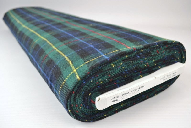 SORT OG GRØN SKOTSKTERNET FLANNEL M. BLÅ RØDE OG GULE STRIBER