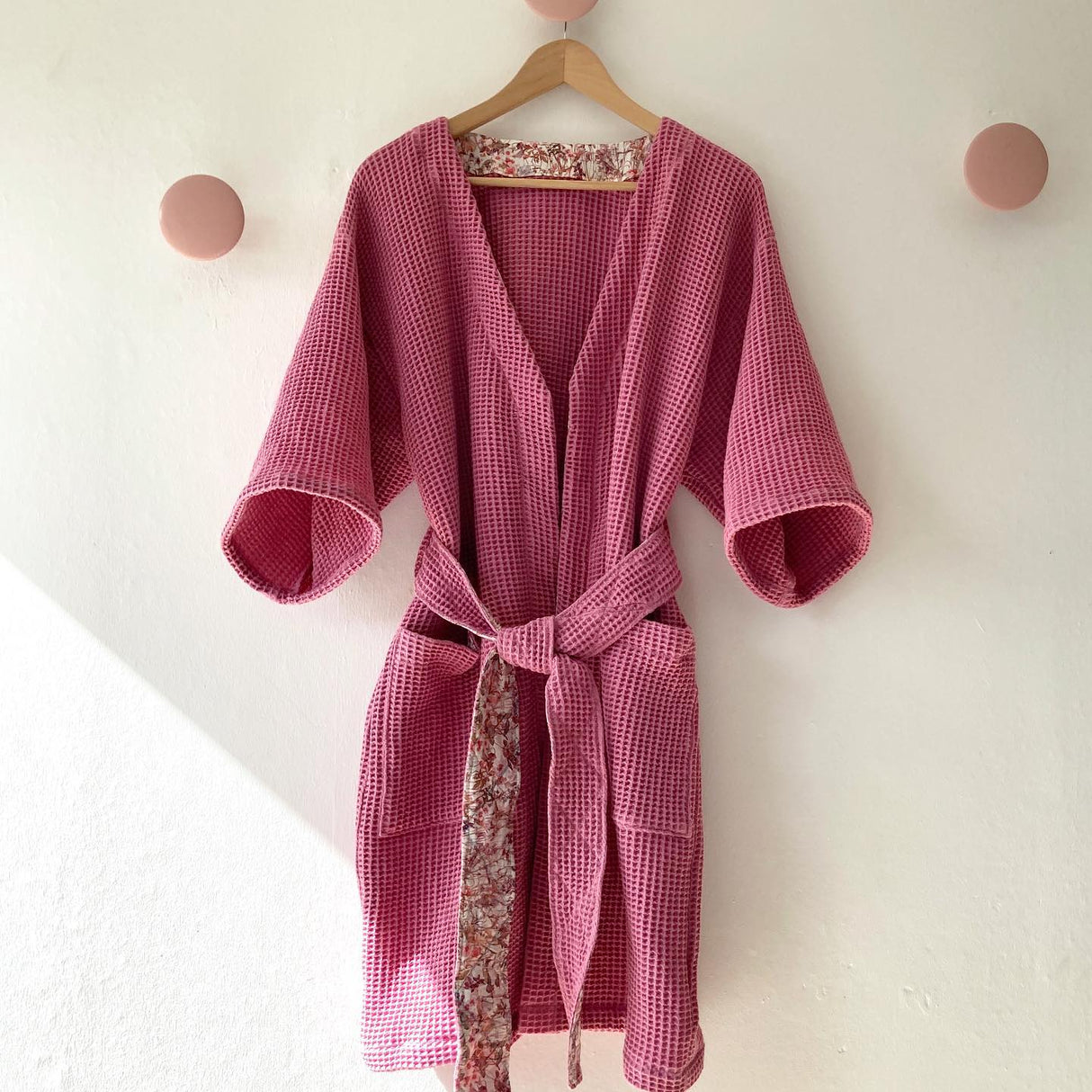 VINTAGE LJUSROSA VÅFFEL PIQUÉ – ABSORBERANDE & SNABBTORKANDE