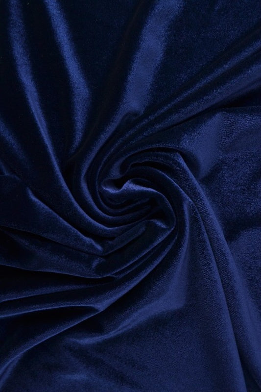 NAVYBLÅ VELOUR MED STRETCH – MJUK STICKAD KVALITET