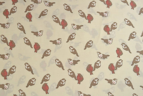 RÅHVIDT VISKOS MED SPURV OG RØDKÆLK PRINT – LÄTT FALL & ELEGANT MATT LYSTER